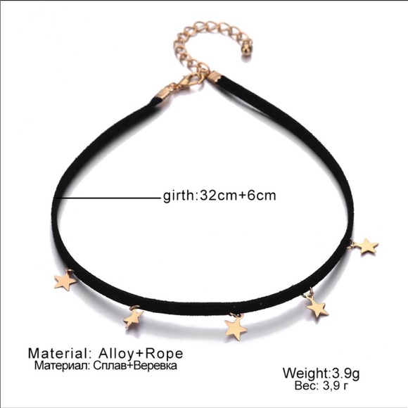 3/$30 GOLDEN STARS BLACK CHOKER / ADJUSTABLE - Picture 5 of 6